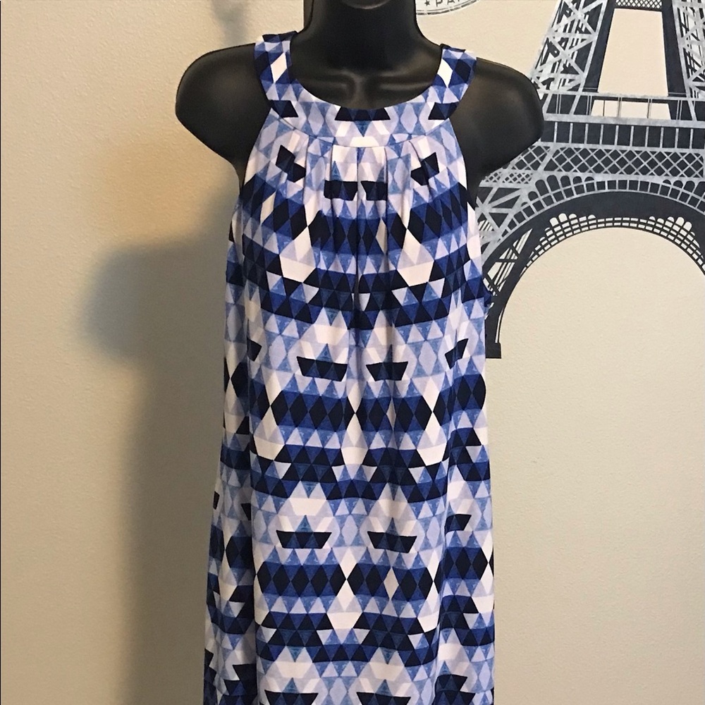 VINCE CAMUTO - HALTER SHIFT DRESS  BLUE MULTI  - SIZE 14 NWT - Picture 4 of 15